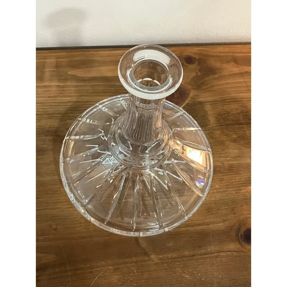 Vtg European Cut‎ Crystal Decanter w/ Globe Stopper Mid-Century Barware Elegant